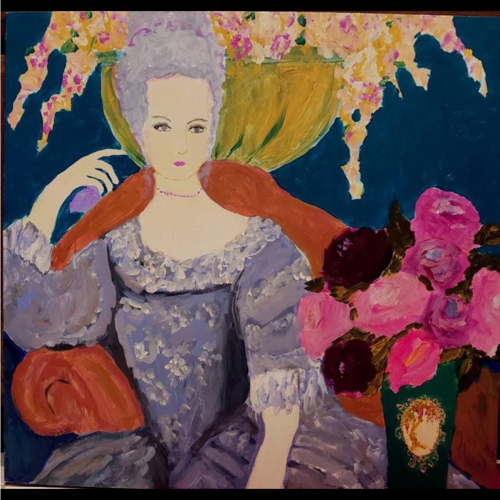 Elegant Portrait Art acrylic original sign by artist .
